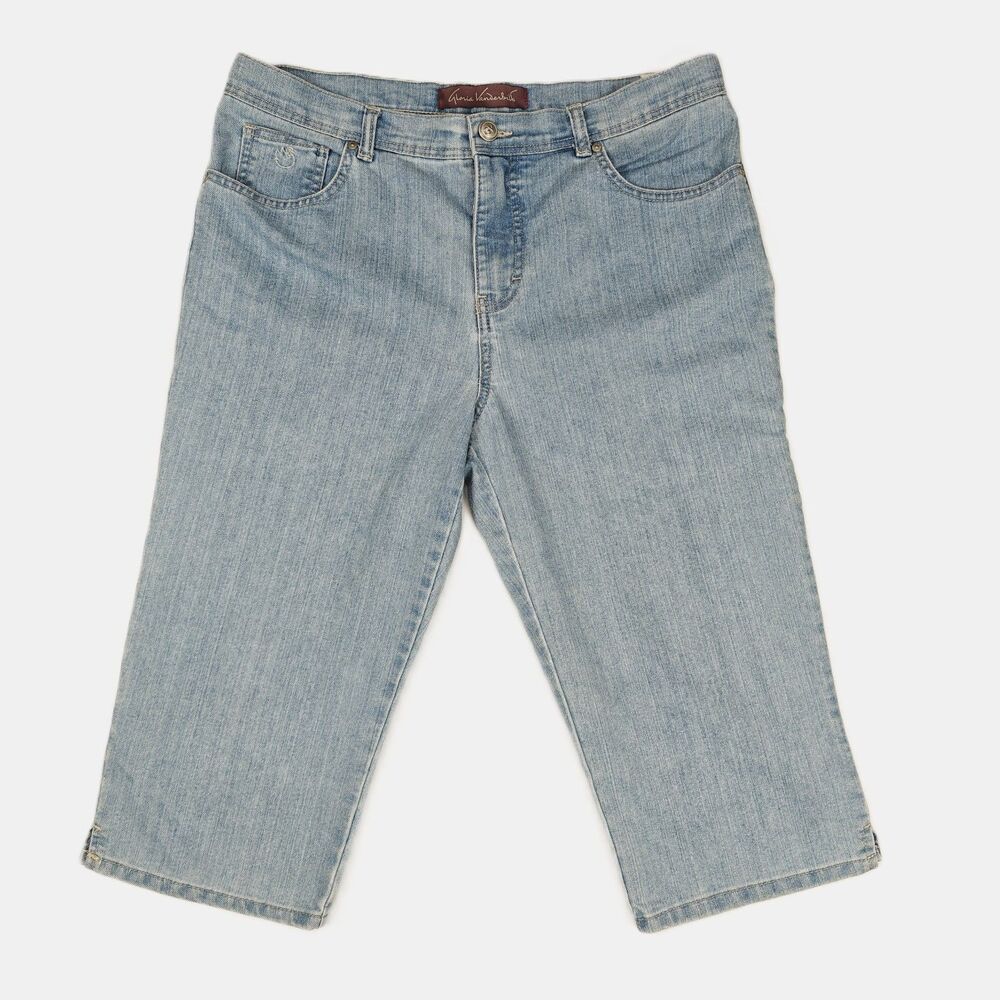 Gloria Vanderbilt Amanda High Rise Straight Leg Studded Capri Jeans Size 12P Y2K